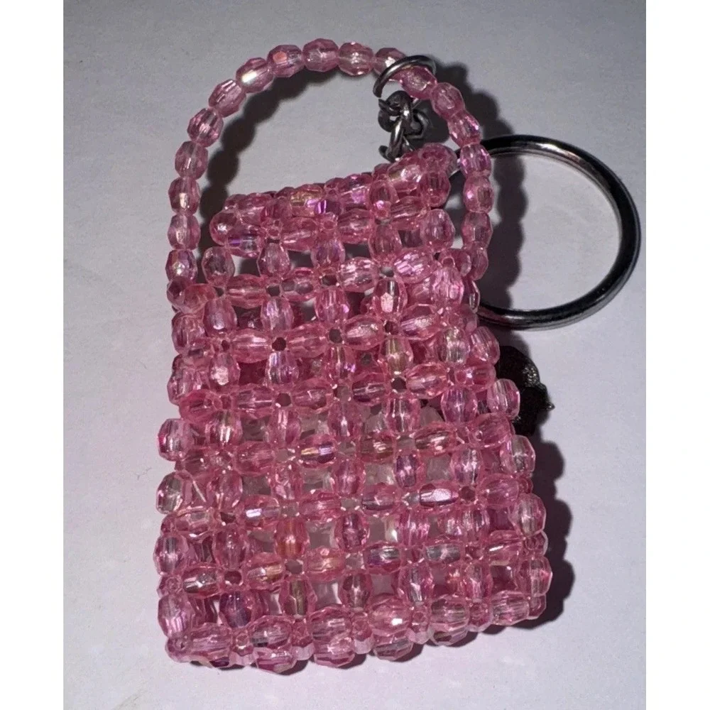 DISNEY BELLE CHARM BEADED PURSE KEY RING BEAUTY BEAST